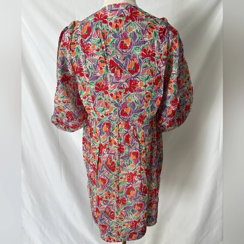 ba&sh Aleo Floral Mini Dress Multicolor Artsy NWT XS Oversized Fit - Picture 4 of 10